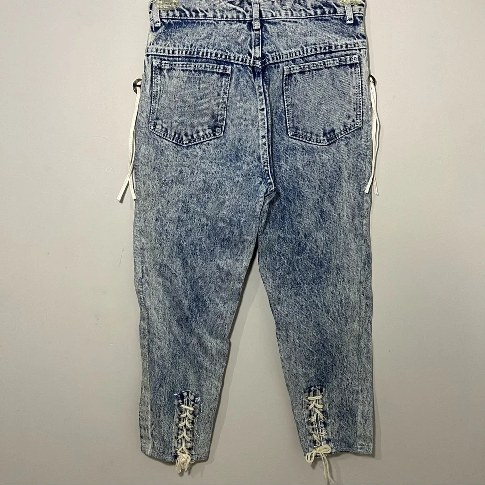 Vintage 80s Acid Wash High Waist Tapered Mom Jeans Grunge Indie Hipster Retro 26